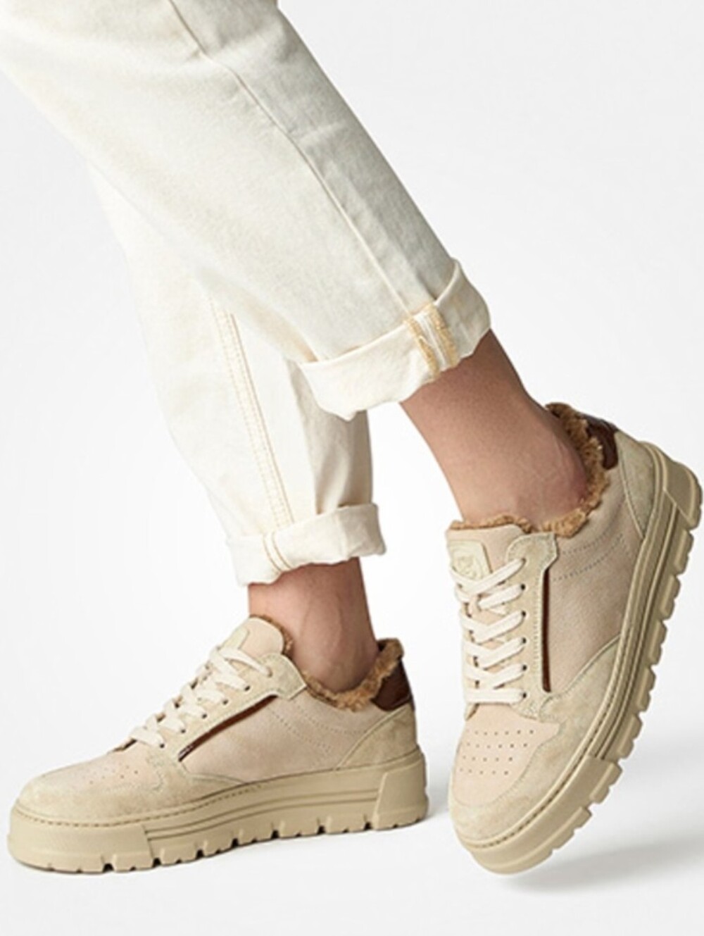 Paul Green Beige Super Soft Warm-Lined Sneakers Size 6